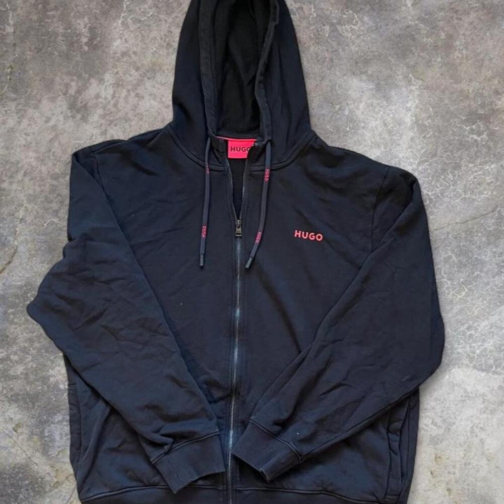 Hugo black full zip hoodie with